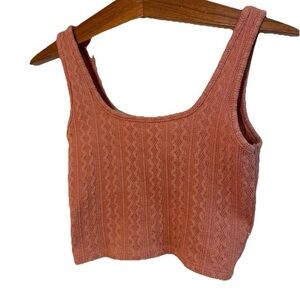 Forever 21 Textured Knit Crop Top - Rust